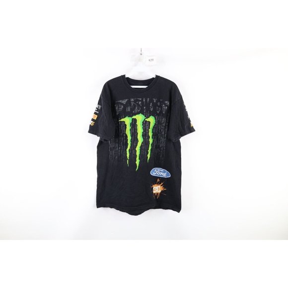 Vintage DC Shoes Monster Energy Drink Mens Large Faded Ken Block Racing T-Shirt - Picture 1 of 9